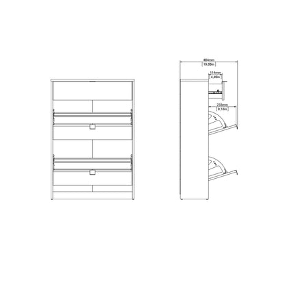 Forma Shoe Cabinet 2 Flip Down Doors + 1 Drawer in White
