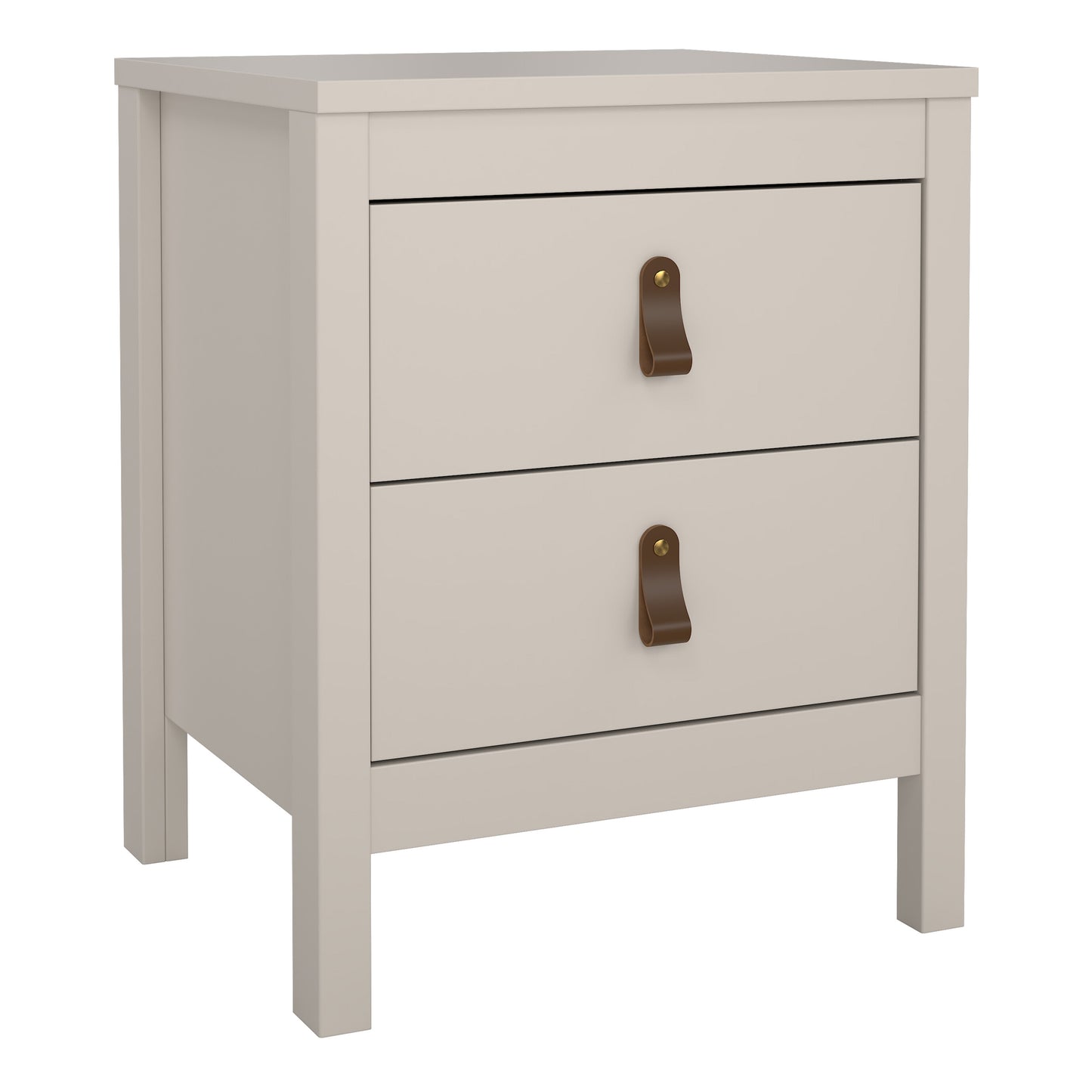 Harrow Bedside Table in Cashmere & Leather Tab Handles
