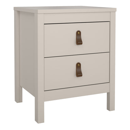 Harrow Bedside Table in Cashmere & Leather Tab Handles