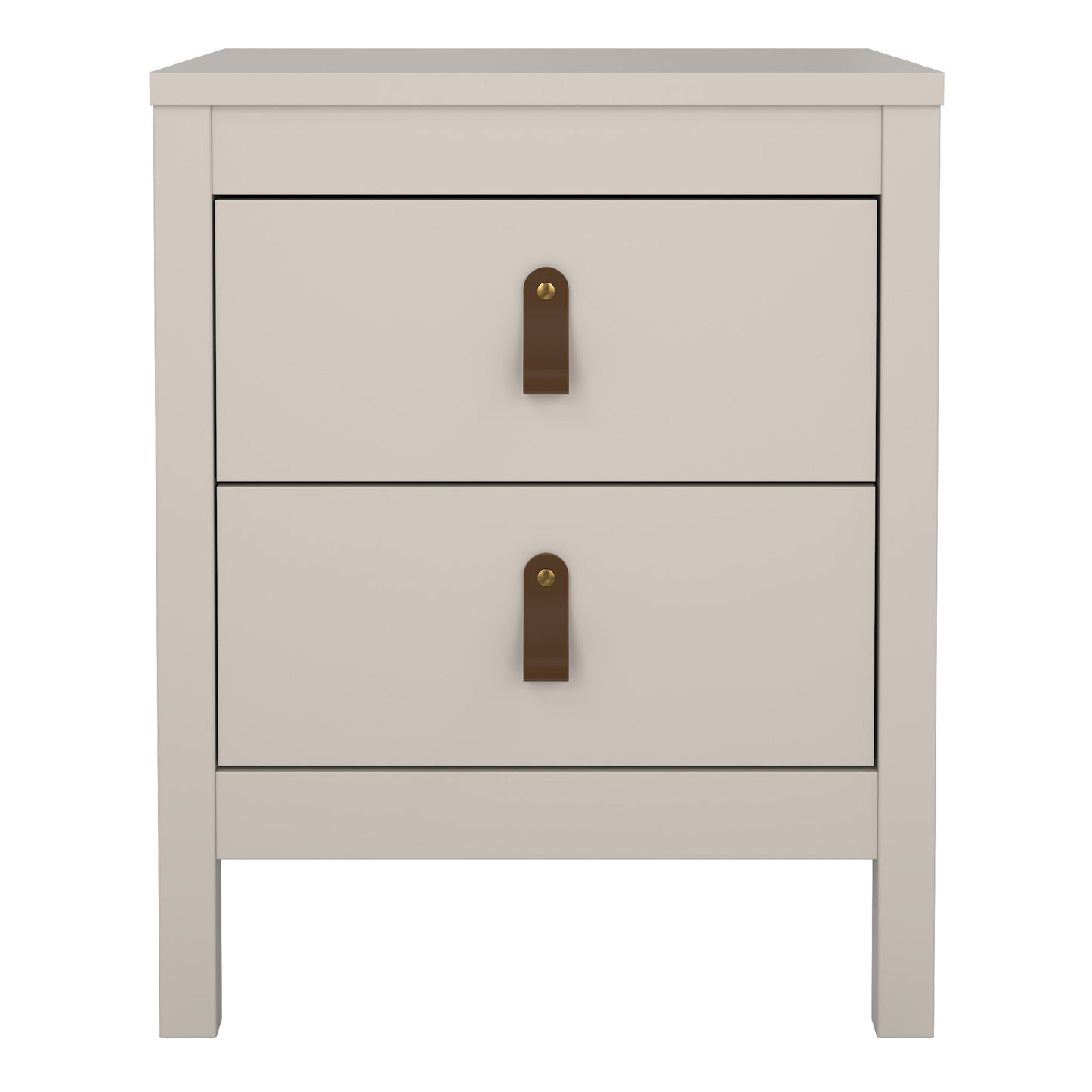 Harrow Bedside Table in Cashmere & Leather Tab Handles