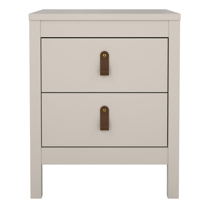 Harrow Bedside Table in Cashmere & Leather Tab Handles