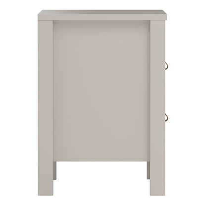 Harrow Bedside Table in Cashmere & Leather Tab Handles