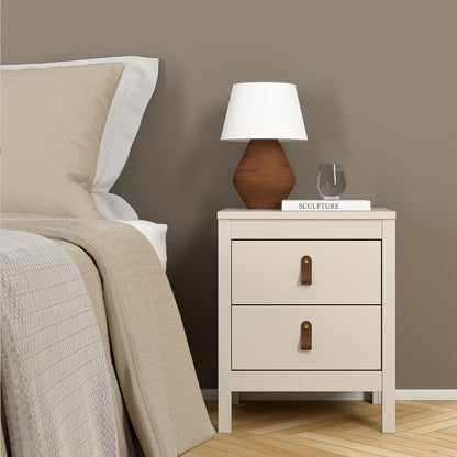 Harrow Bedside Table in Cashmere & Leather Tab Handles