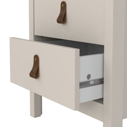 Harrow Bedside Table in Cashmere & Leather Tab Handles