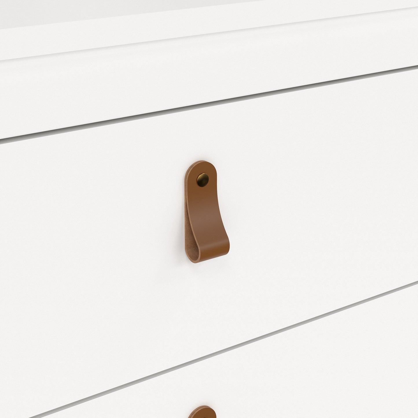 Harrow 3 Drawers Chest in White with Leather Tab Handles