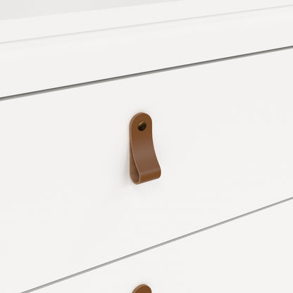 Harrow 3 Drawers Chest in White with Leather Tab Handles