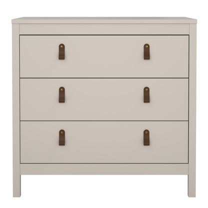 Harrow 3 Drawers Chest in Cashmere with Leather Tab Handles