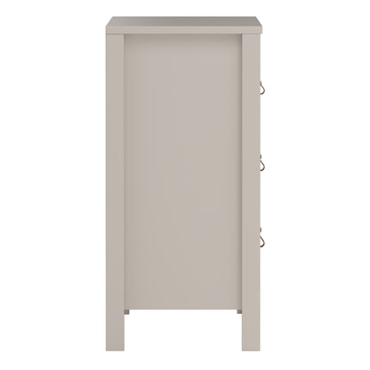Harrow 3 Drawers Chest in Cashmere with Leather Tab Handles