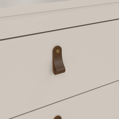 Harrow 3 Drawers Chest in Cashmere with Leather Tab Handles