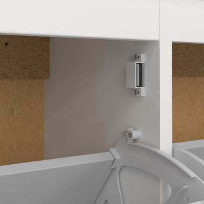 Harrow Shoe Cabinet 4 Flip Down Doors in White & Leather Tab Handles