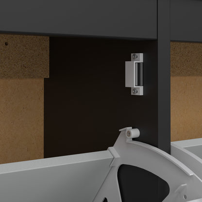 Harrow Shoe Cabinet 4 compartments in Matt Black & Leather Tab Handles