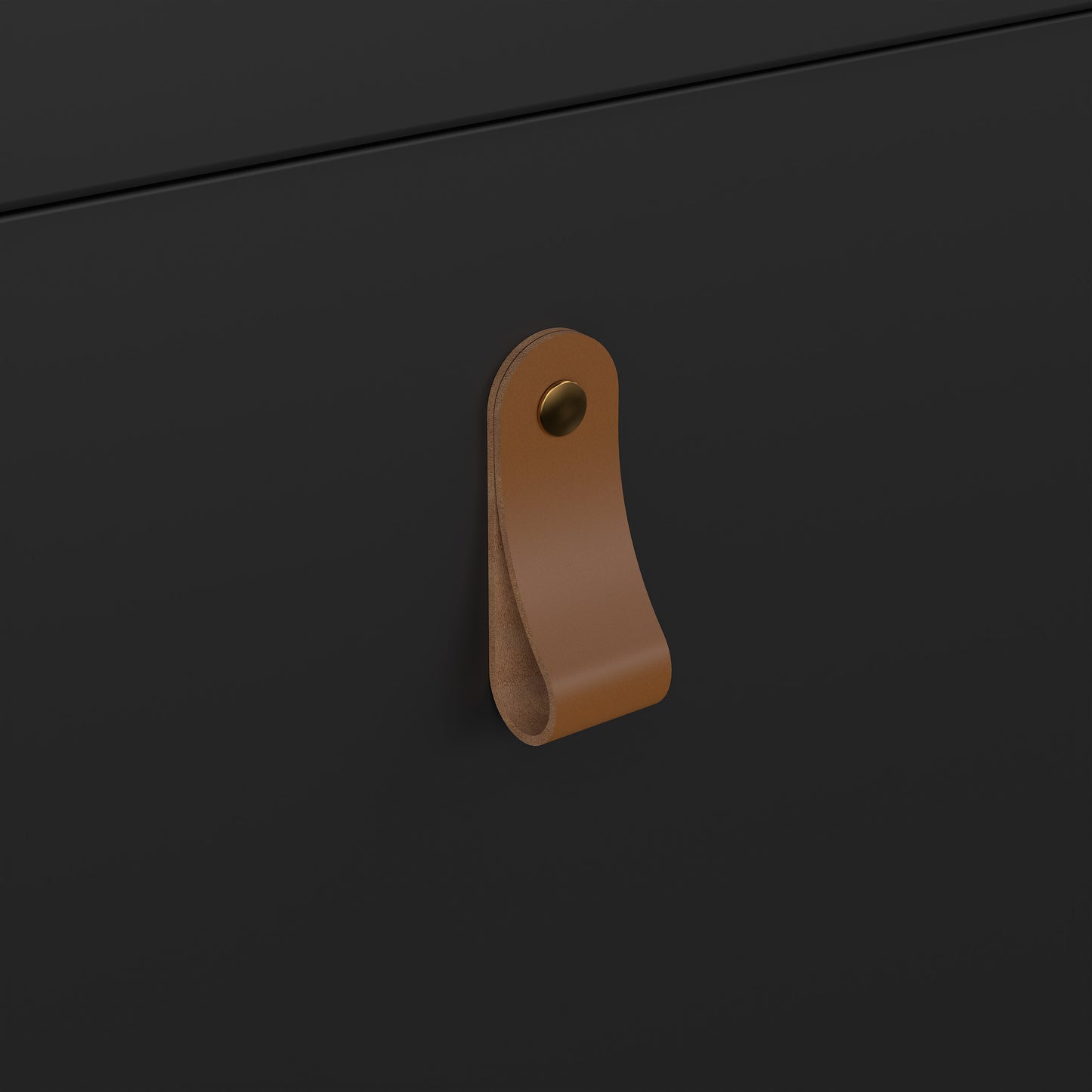 Harrow Shoe Cabinet 4 compartments in Matt Black & Leather Tab Handles