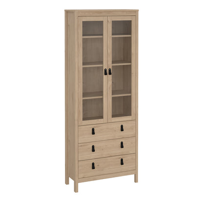 Harrow China Cabinet in Oak & Leather Tab Handles