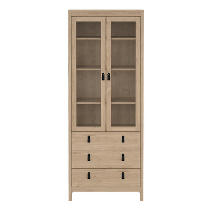 Harrow China Cabinet in Oak & Leather Tab Handles