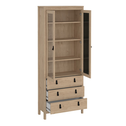 Harrow China Cabinet in Oak & Leather Tab Handles