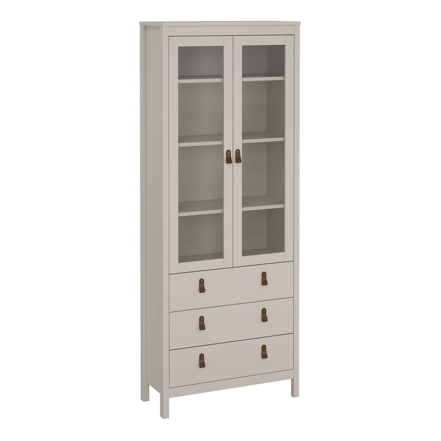 Harrow China Cabinet in Cashmere & Leather Tab Handles