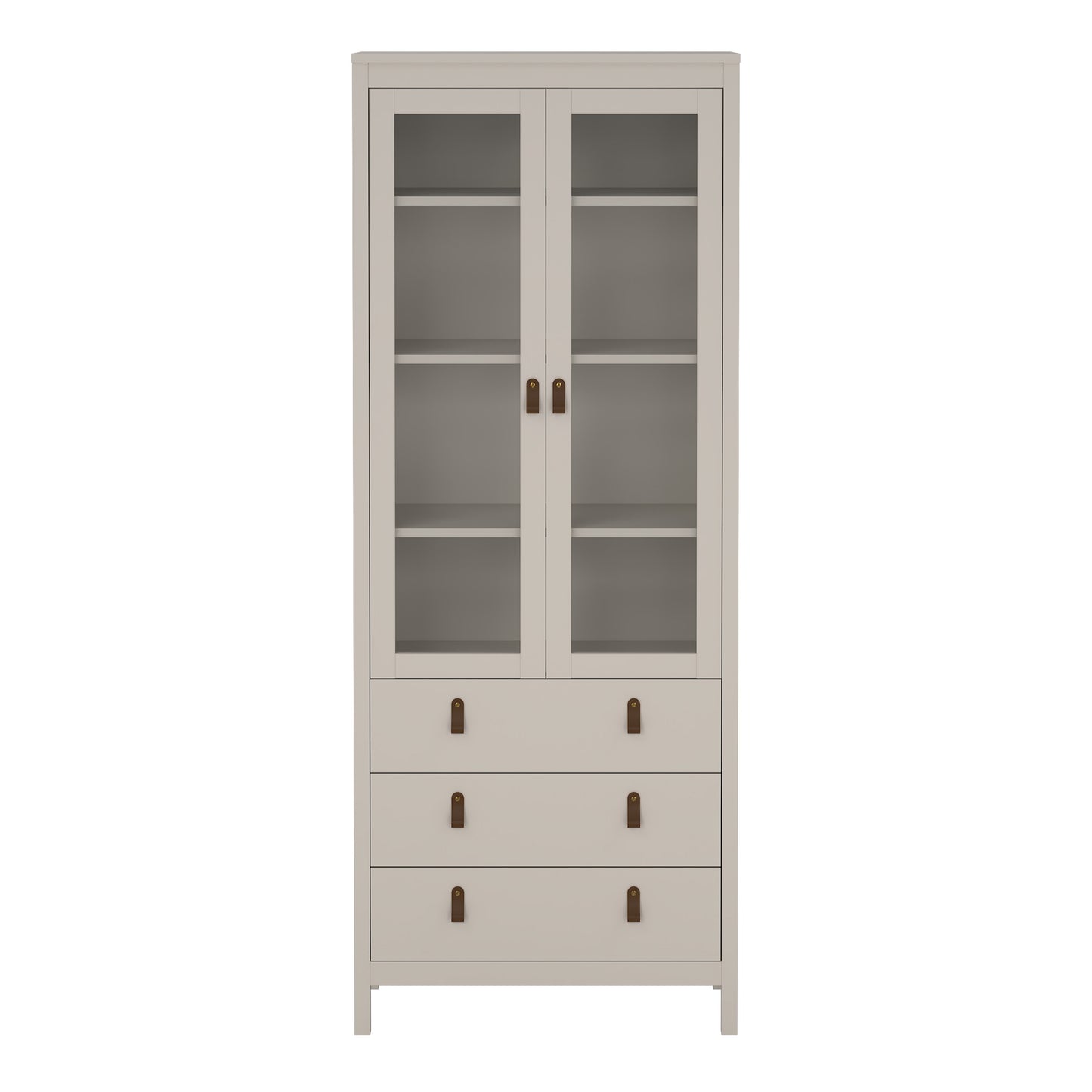 Harrow China Cabinet in Cashmere & Leather Tab Handles