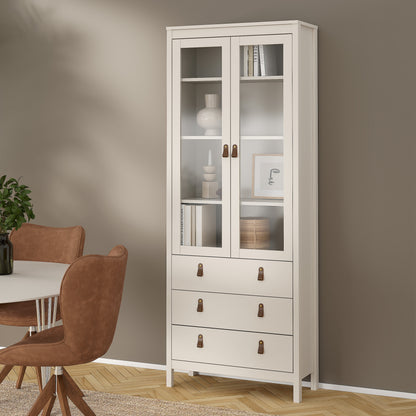 Harrow China Cabinet in Cashmere & Leather Tab Handles