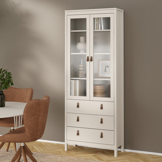 Harrow China Cabinet in Cashmere & Leather Tab Handles
