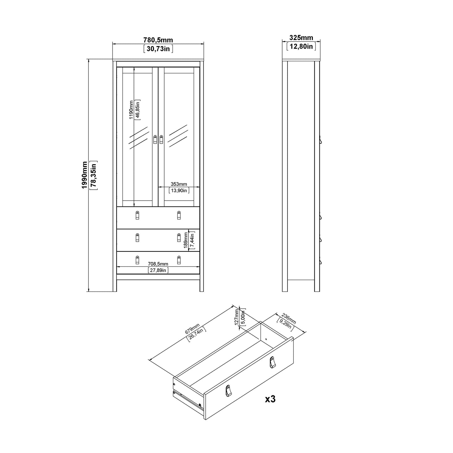 Harrow China Cabinet in Cashmere & Leather Tab Handles