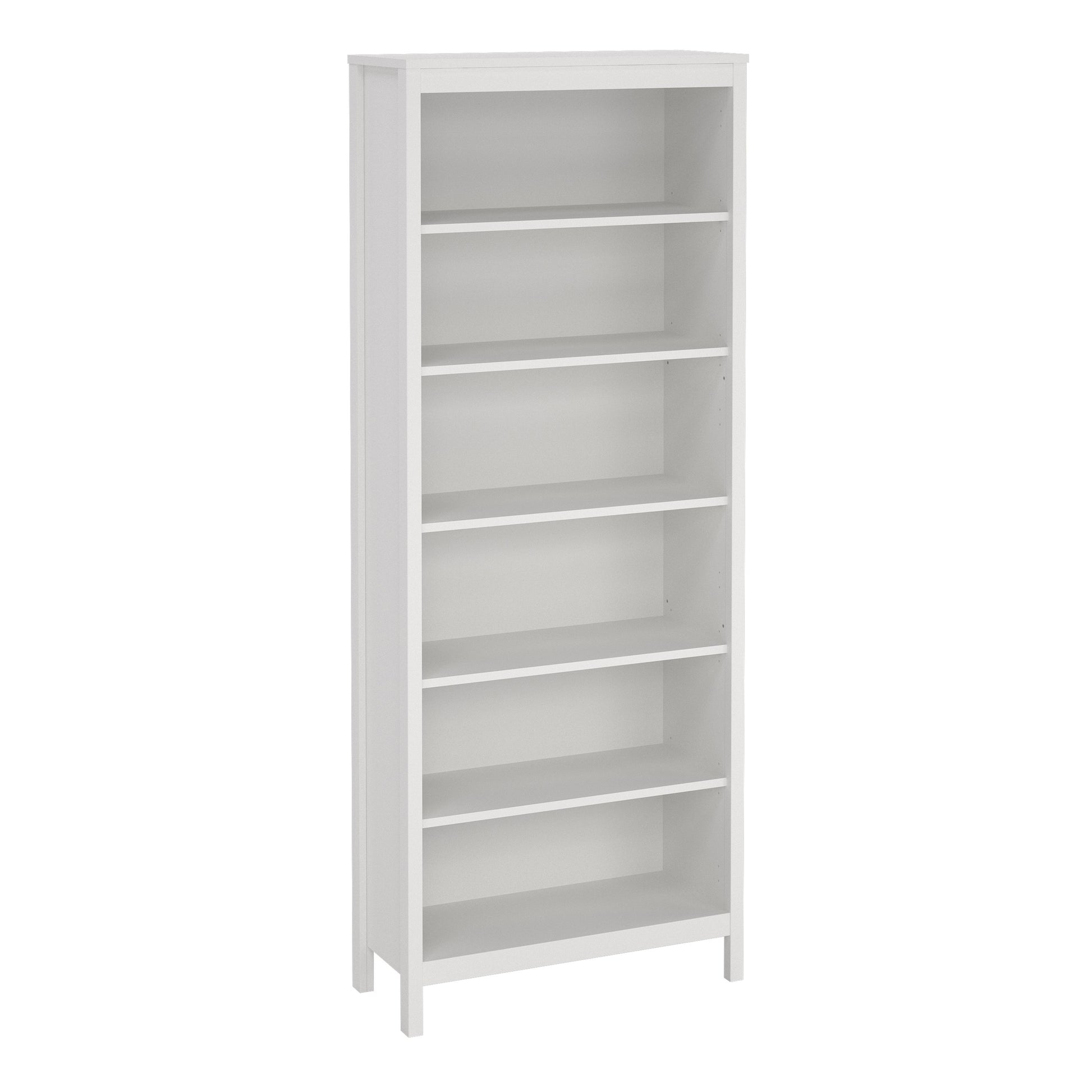 White bookshelf with five shelves