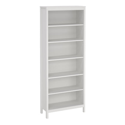 White bookshelf with five shelves
