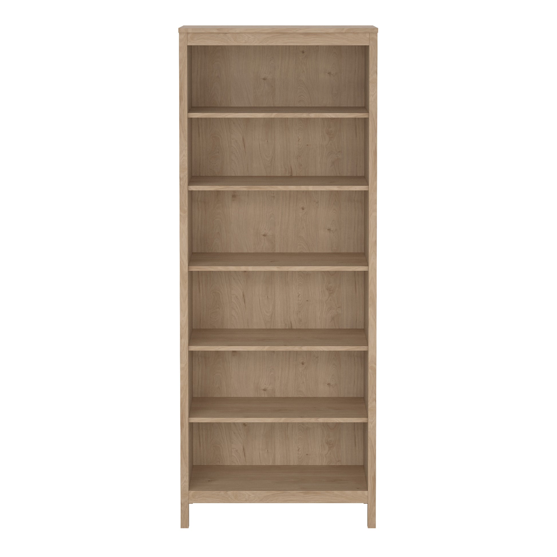 Wooden bookshelf with five shelves