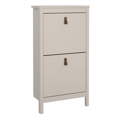 Harrow Shoe Cabinet in Cashmere & Leather Tab Handles