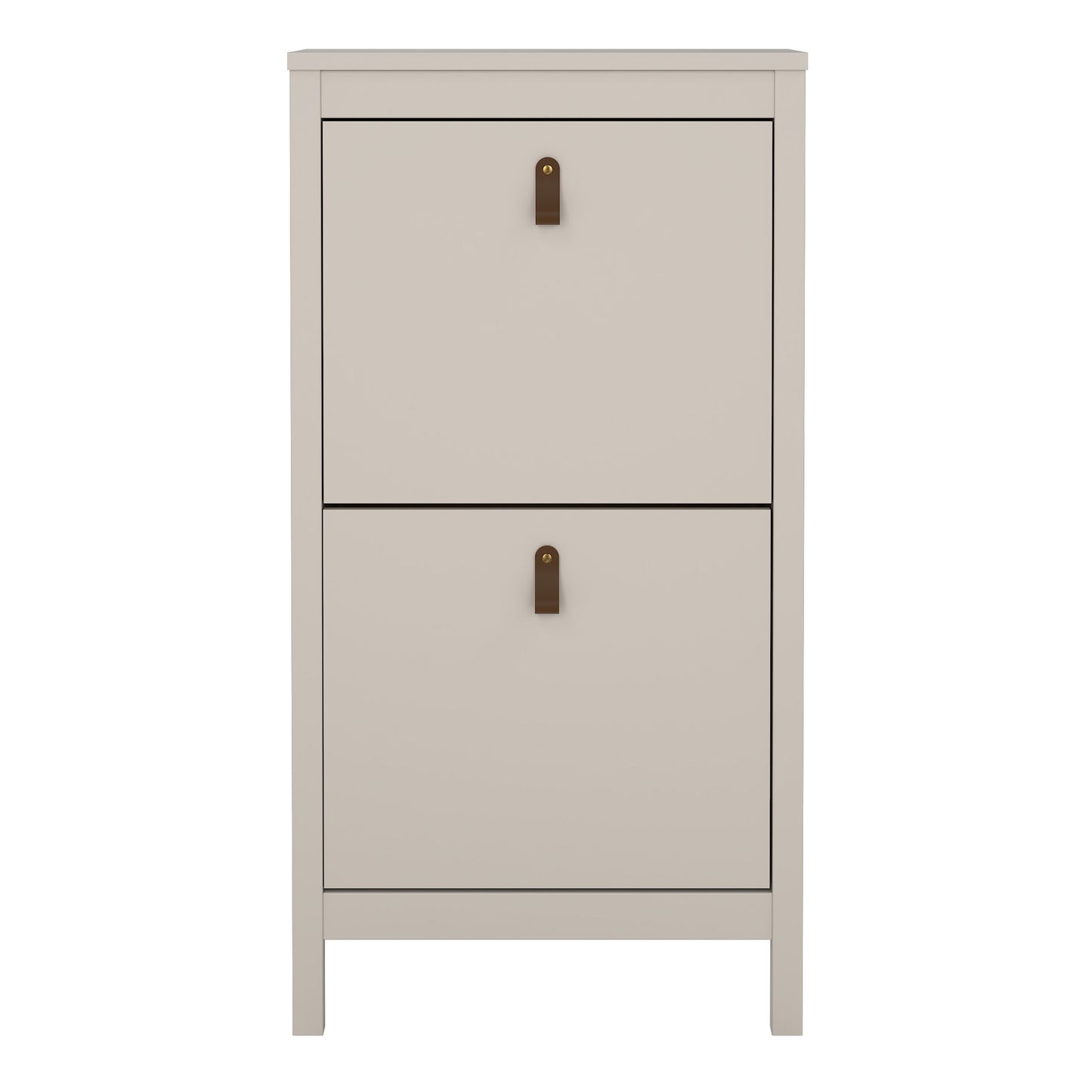 Harrow Shoe Cabinet in Cashmere & Leather Tab Handles