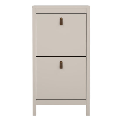 Harrow Shoe Cabinet in Cashmere & Leather Tab Handles