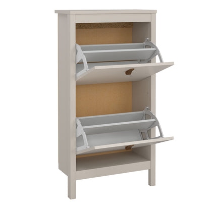 Harrow Shoe Cabinet in Cashmere & Leather Tab Handles