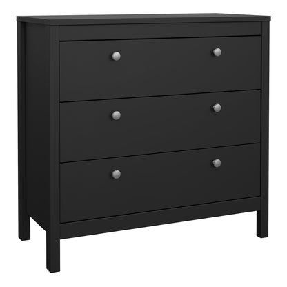 Harrow 3 Drawers Chest in Matt Black