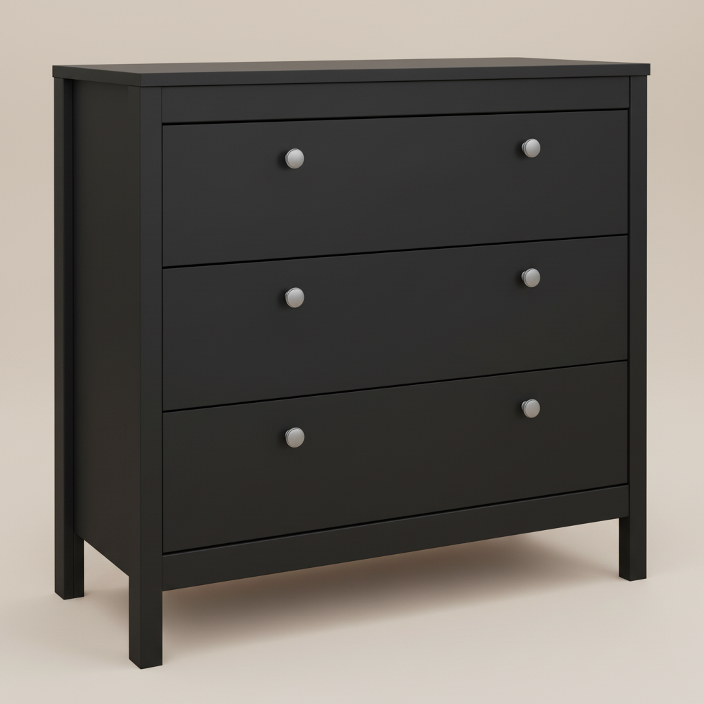 Harrow 3 Drawers Chest in Matt Black