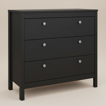 Harrow 3 Drawers Chest in Matt Black