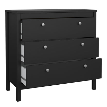 Harrow 3 Drawers Chest in Matt Black