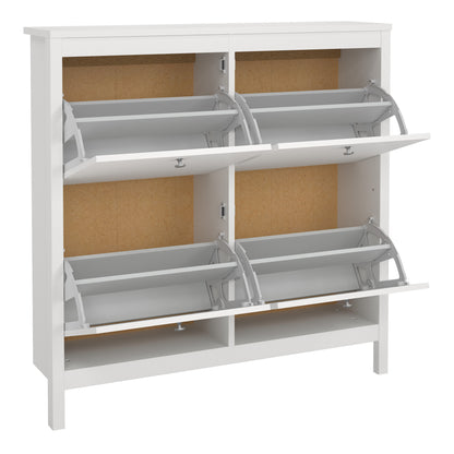 Harrow Shoe Cabinet 4 Flip Down Doors in White
