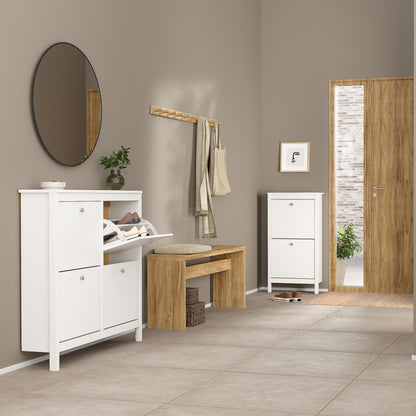 Harrow Shoe Cabinet 4 Flip Down Doors in White