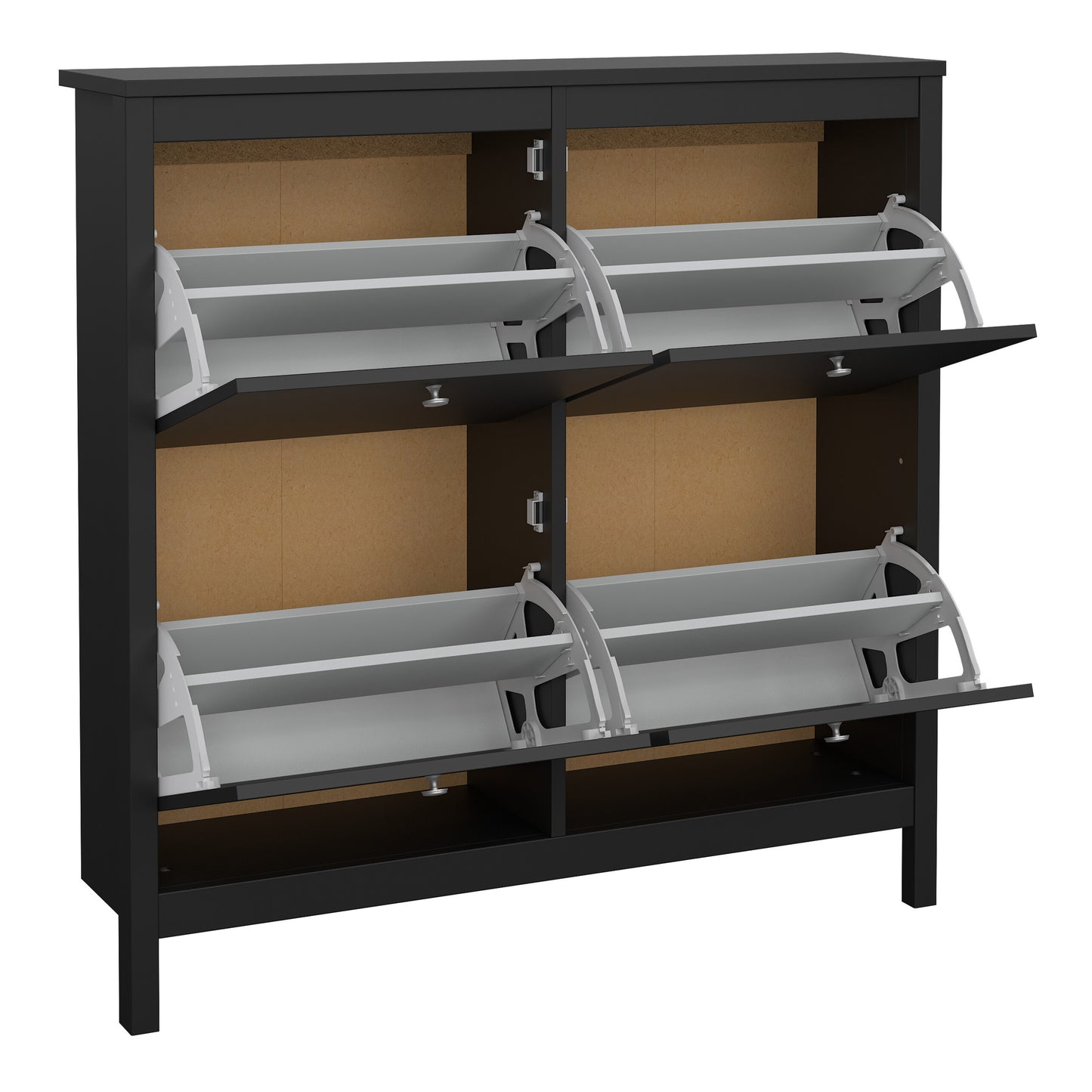 Harrow Shoe Cabinet 4 compartments in Matt Black