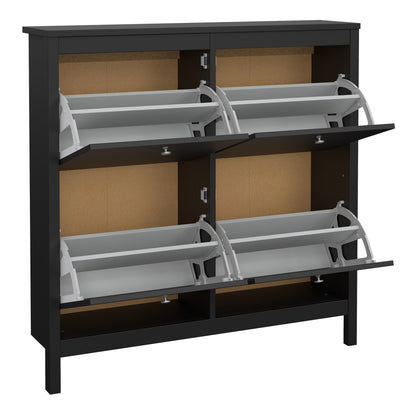 Harrow Shoe Cabinet 4 compartments in Matt Black