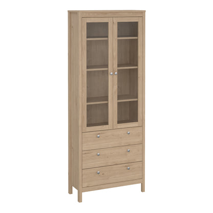 Wooden cabinet with glass doors and drawers