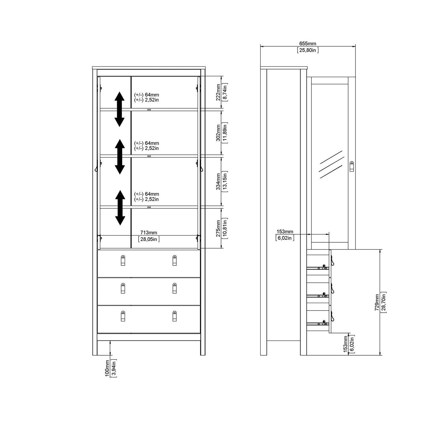 Harrow China Cabinet in Matt Black