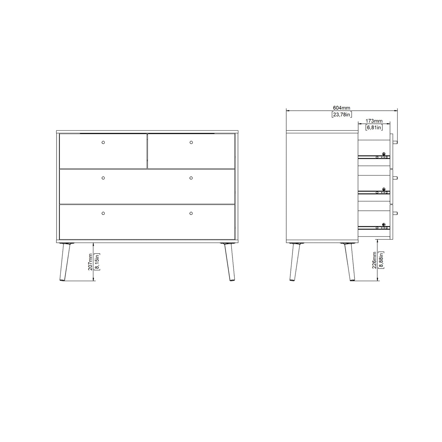 Cumbria 4 Drawers Chest Dark Grey
