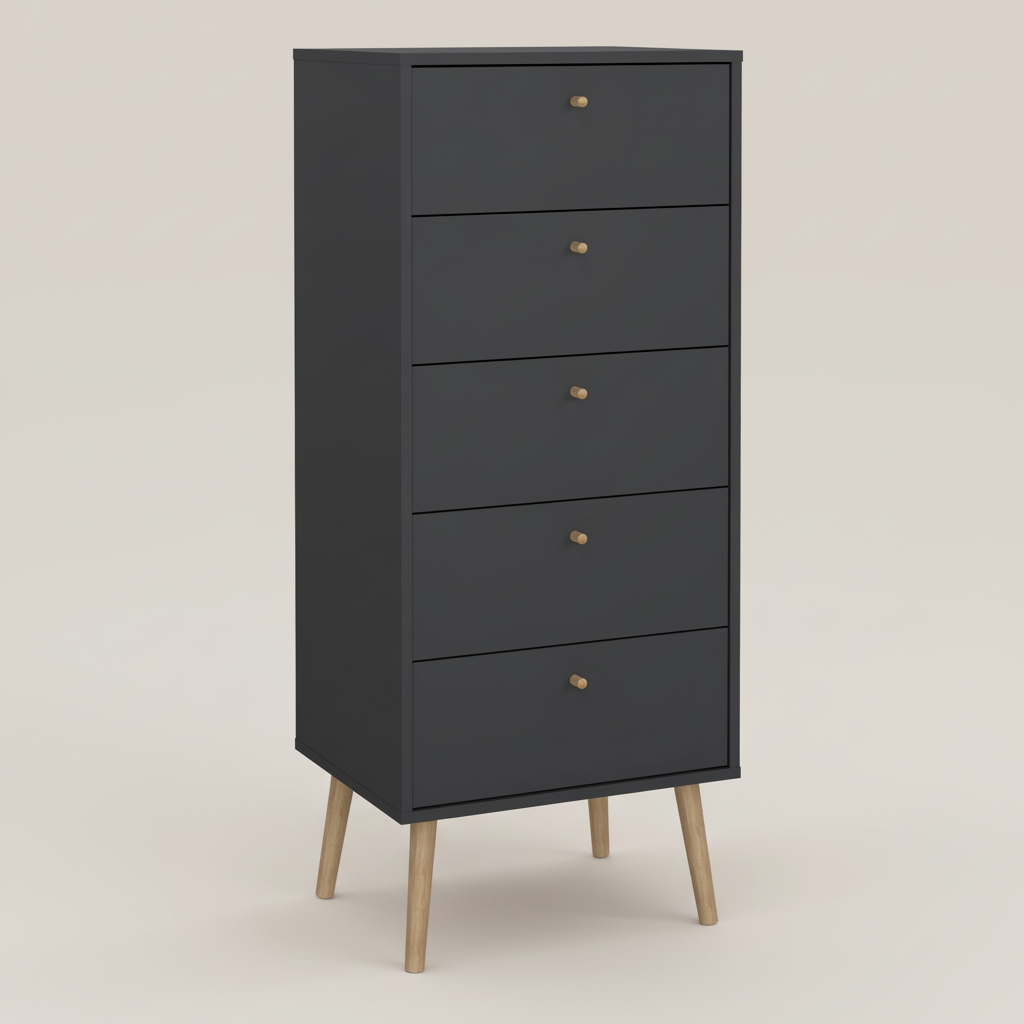 Cumbria Chest 5 Drawers Dark Grey