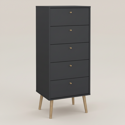 Cumbria Chest 5 Drawers Dark Grey