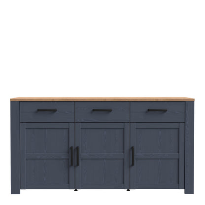 Bohol Sideboard 3 Drawer 3 Door in Navy and Oak