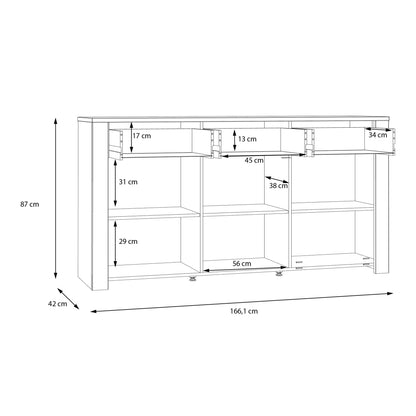 Bohol Sideboard 3 Drawer 3 Door in White and Oak