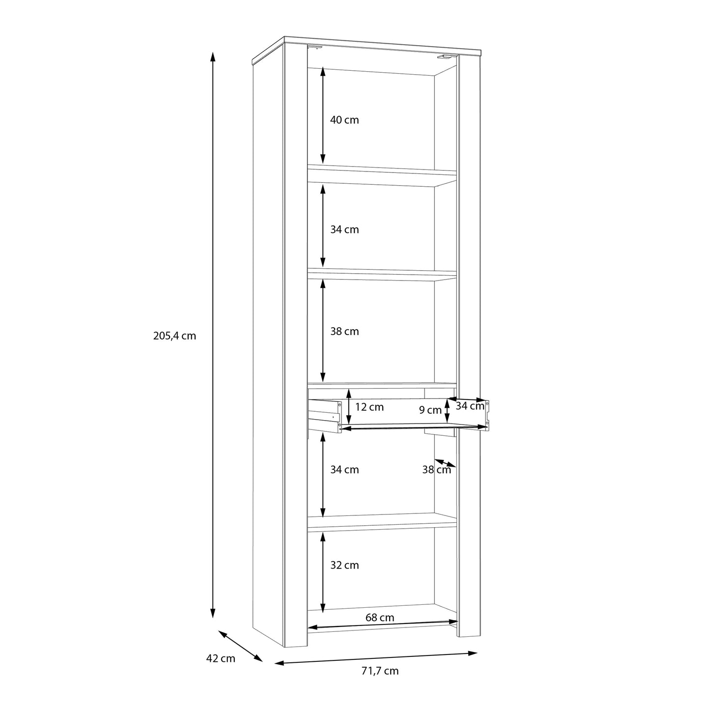 Whisper Narrow Display Cabinet in Grey