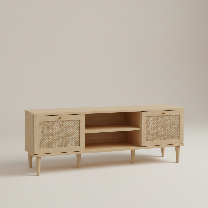 Calasetta 2 Door 1 Shelf TV Unit in Rattan