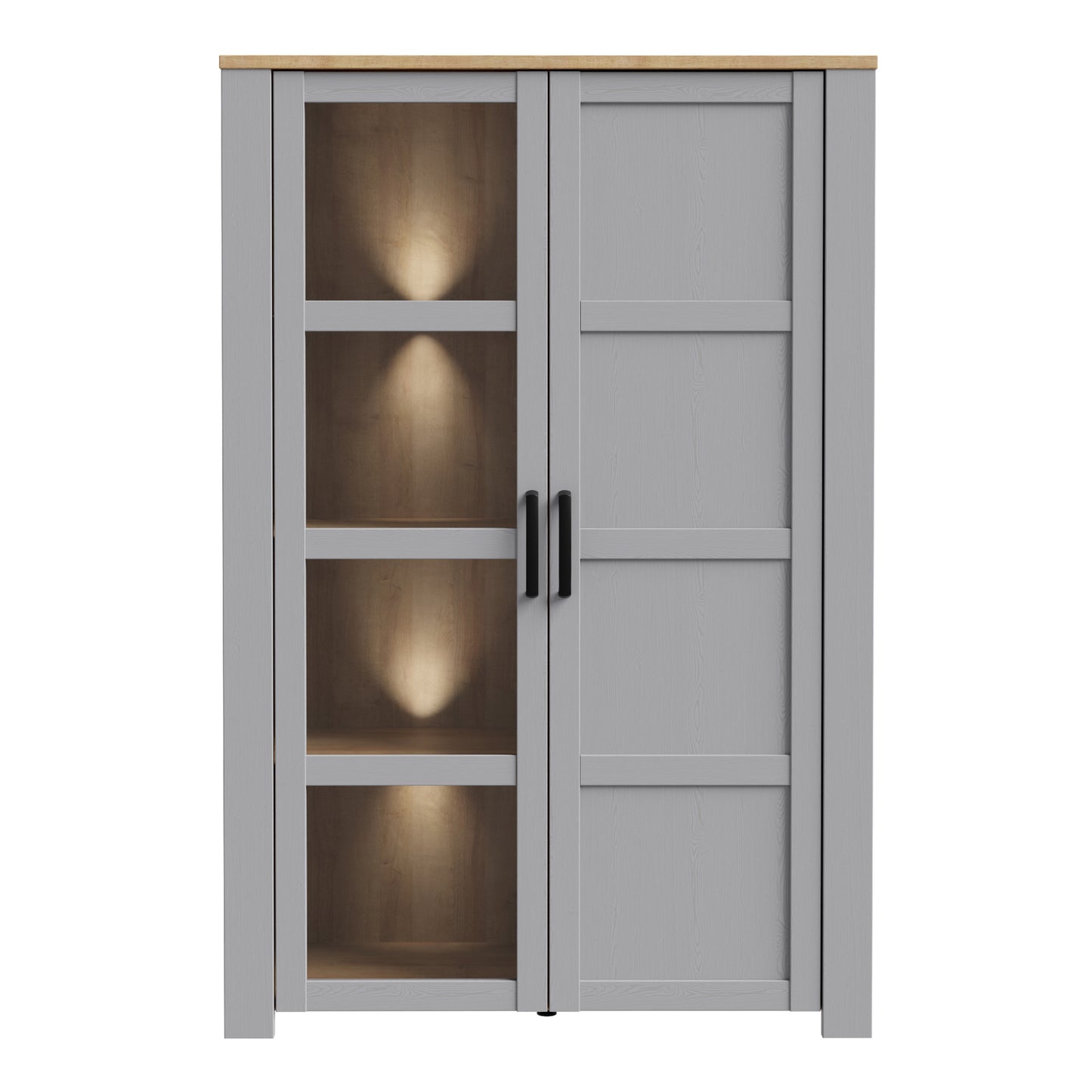 Whisper Display Cabinet with LED Lights in Grey