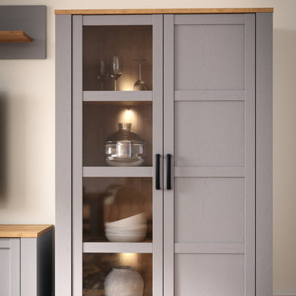 Whisper Display Cabinet with LED Lights in Grey